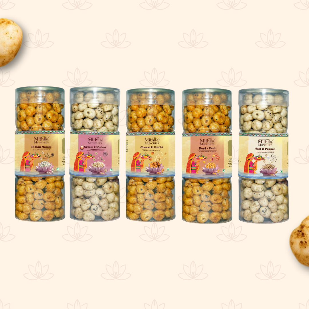 Combo Of 5 Indian Masala, Cream & Onion, Cheese & Herbs, Peri Peri and Salt & Pepper