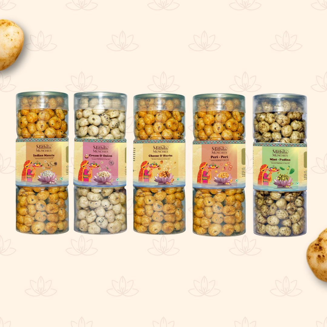 Combo Of 5 Indian Masala, Cream & Onion, Cheese & Herbs, Peri Peri and Mint Pudina